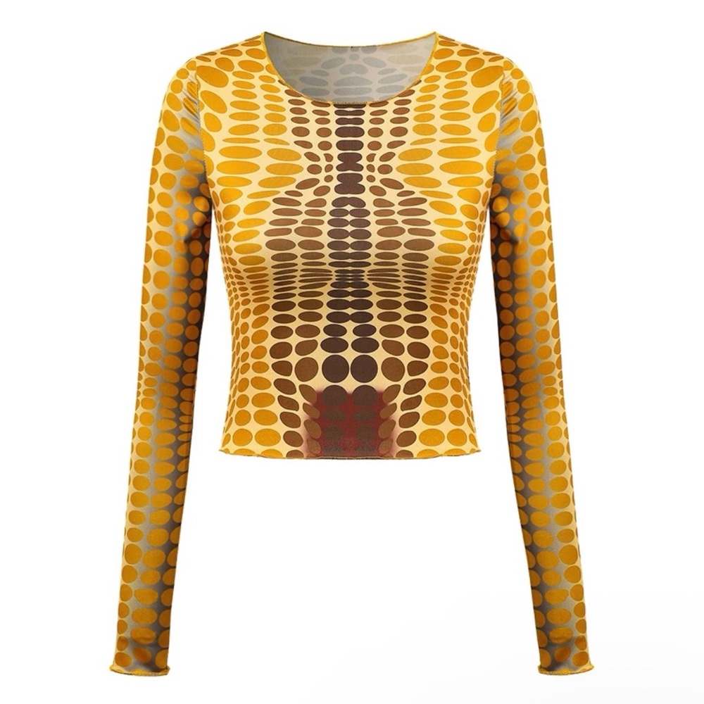 Polka Dot Yellow and Brown Women's Top